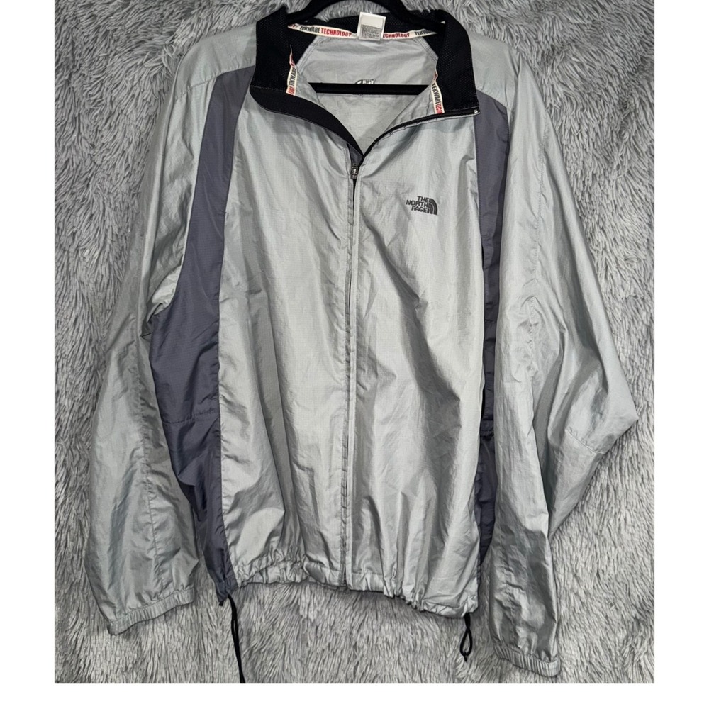 Y2K North Face Mens Lightweight Windbreaker Jacket Silver Gray Tekware Tech